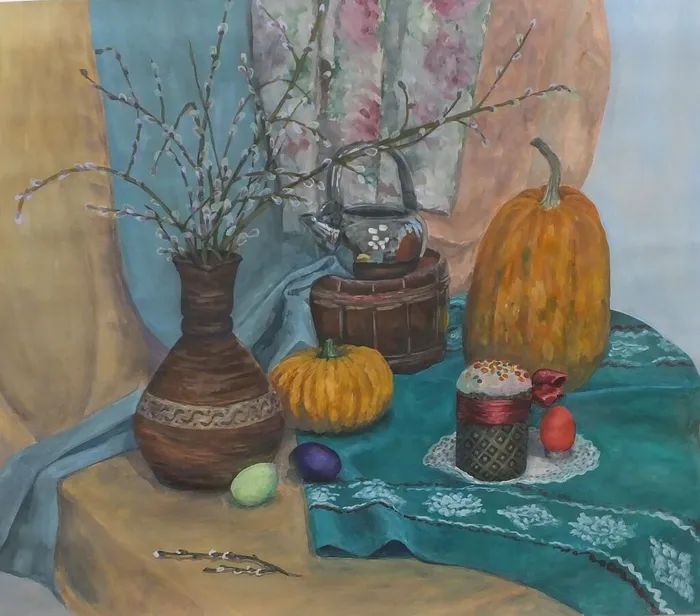 Томшина Евдокия 15 лет Пасхальный натюрморт МБУ ДО ДШИ№5 города Иркутска преп. Москвич О.А.